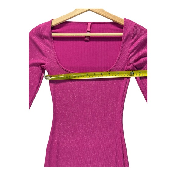 Skims Lounge Long Sleeve Dress Small Fuchsia Shimmer Foil Barbiecore Meangirls - Picture 5 of 8